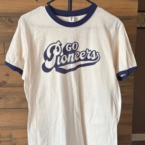 White and Blue Graphic T-Shirt